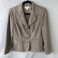 Talbots Blazer Womens 10P Beige Wool Blend 4 Button Old Money Career Professiona