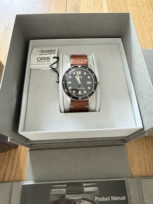 Oris Divers Sixty-Five Automatic 42mm Black Dial Brown Leather Strap Box Manual