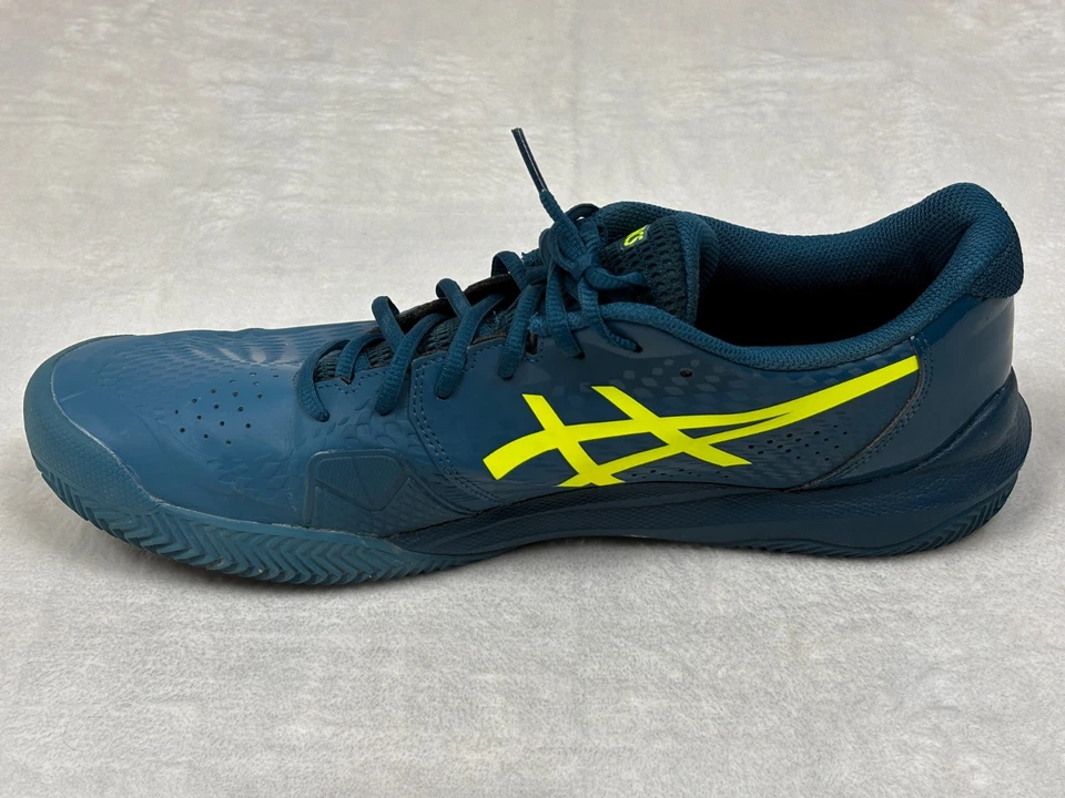 Asics Gel Challenger 14 Tennis Shoes Mens Sz 13 Teal Blue Yellow Sneakers - Image 3 of 4