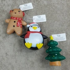 Merry & Bright Christmas Holiday Dog Toy Set of 3 Vinyl with Squeaker