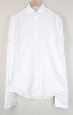 SUITSUPPLY Men's Formal Shirt 40L/15 3/4L White Cotton Twill Classic Button Up *