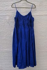 New Madewell Textured V Neck Midi Dress Bright Sapphire Size S
