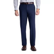 Haggar Premium Comfort Classic Fit Straight Leg Men's Blue Dress Pantsi