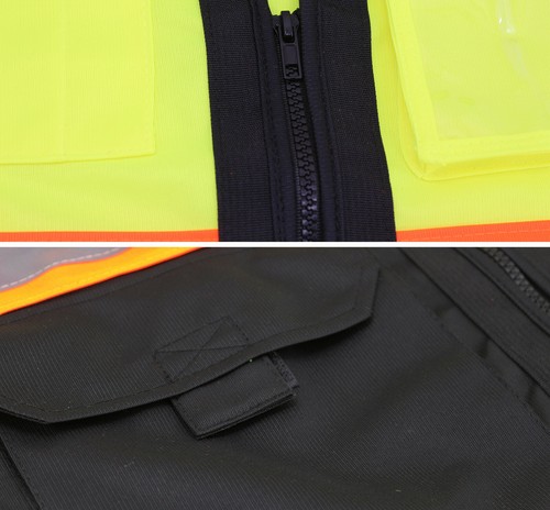 Men's Reflective Neon Safety High Visibility Zipper Class 2 Type R Work Vest - Picture 4 of 7