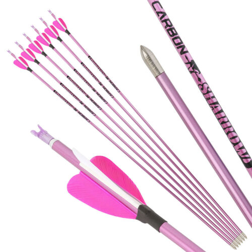 31" Pure Carbon Arrow SP400-1000 ID4.2mm Turkey Feather RecurveBow Shooting Hunt - Picture 5 of 23
