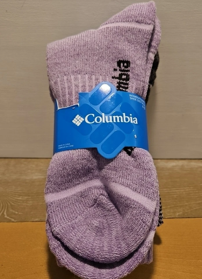 Paquete de 2 calcetines para mujer Columbia Chausettes Crew púrpura carbón talla 4-10 nuevos con etiquetas Foto 2 de 4