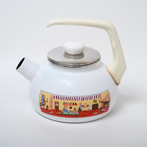 Teiera smaltata Villeroy & Boch Naif - rara bollitore tedesco vintage Gérard Laplau - Foto 6 di 21
