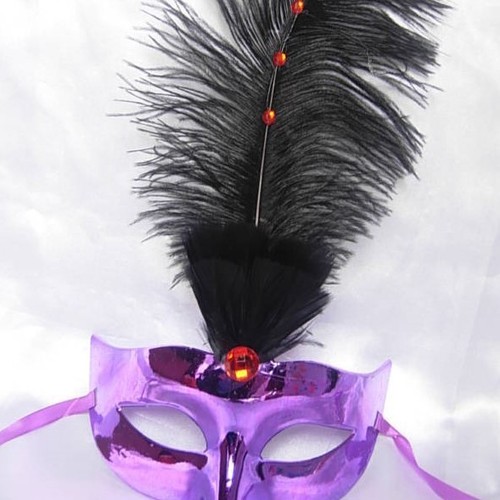 6 Mix Colour Eye Feather Mask Fancy Dress Night Party Red Gold Purple Green .. - Picture 3 of 5