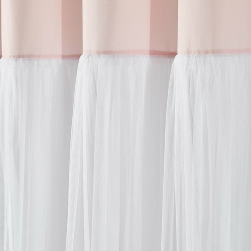 Lush Decor Tulle Skirt Blush 84" x 40" Solid Blush 3" Rod Pocket Pair - Imagen 3 de 9
