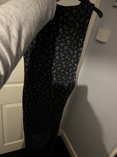 Topshop Black Maternity Sleeveless Ruched Floral Dress With Sheer Detail Size 14 - Picture 11 of 12