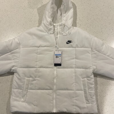 Nike Sportswear Therma-Fit White Puffer Jacket w/Hood - FB7672-100 - Women s Med