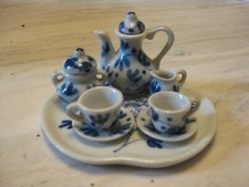 Vintage Blue  White Doll Porcelain Tea Set 10 Pieces Set
