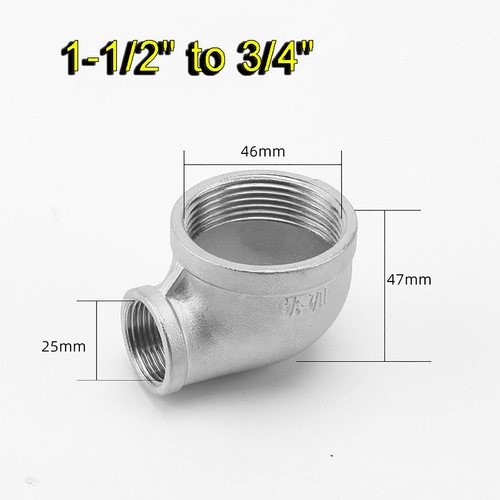 BSP Female Thread Stainless Steel 304 Reducing Adaptors 90° Elbow Pipe Fitting - Picture 17 of 24