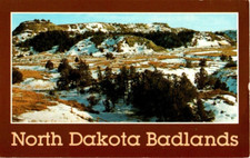 VTG North Dakota Winter Scene Badlands Theodore Roosevelt National Park Postcard