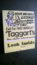 Vintage "TAGGART'S-The Driving School People" Unused Matchbook. Made in USA