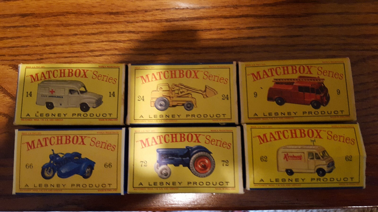 Lote de 6 autos de la serie 1960 Matchbox Camionetas camiones en cajas de tipo D Lote de 6 autos de la serie 1960 Matchbox Camionetas camiones en cajas de tipo D