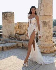 Lace Wedding Dresses Side Split Sexy Sweetheart Applique Mermaid Bridal Gowns