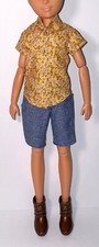 Creatable World Doll Clothes Floral Shirt Denim Shorts Brown Boots Outfit NEW