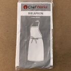 Chef Works Adult One Size (33" Long X 28" Wide ) White Bib Apron Apkdc Nwt