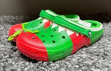 Crocs Clogs Shoes Slides Mens Size 13 Lined Holiday Red Green Christmas Elf