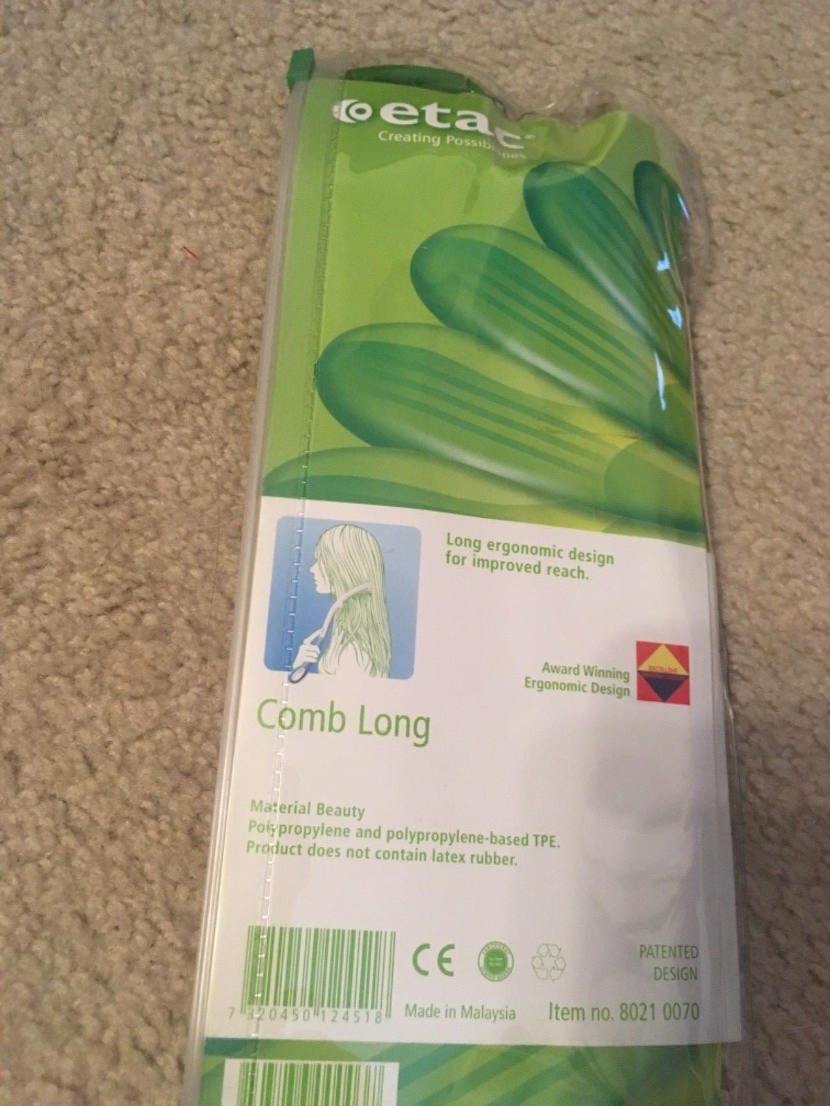 NEW ETAC Long handled comb your hair ease 14" 14.5" reach designed in