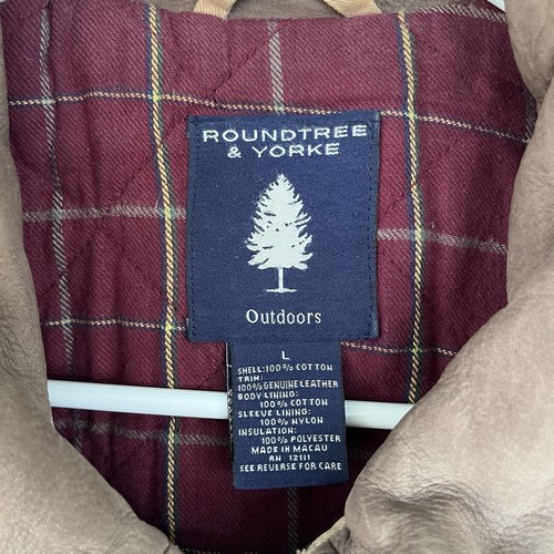 Chore Barn Jacket Canvas Roundtree & Yorke Men Large Beige Zip Flannel Lining - Picture 4 of 9