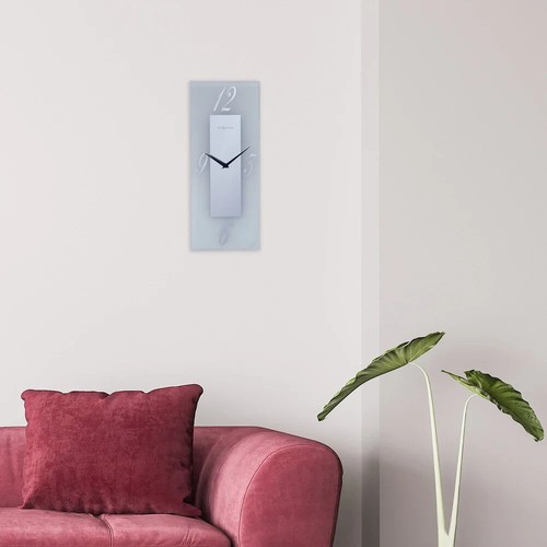 Elegant NeXtime's Dali Frosted Glass Silent Rectangular Wall Clock (8X20inches) - Picture 6 of 11
