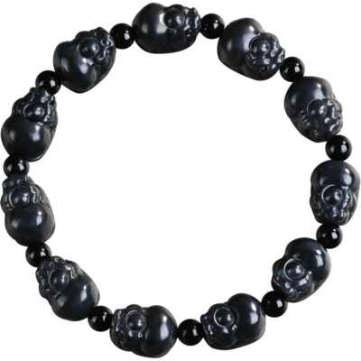 Certified Black 100% A JADE Jadeite Dragon Pi Xiu Bangle Bracelet 7.5 in