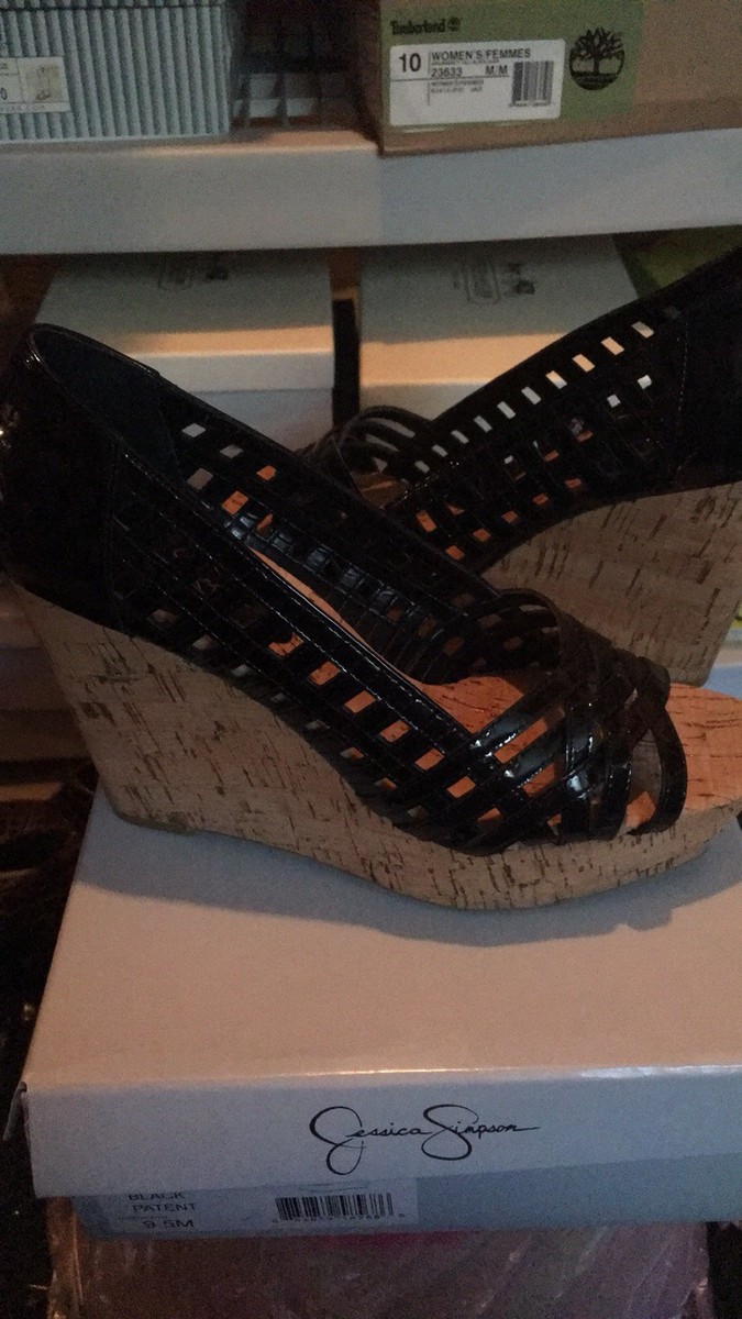 Jessica Simpson Black Patent Wedges (Size 9.5) | eBay