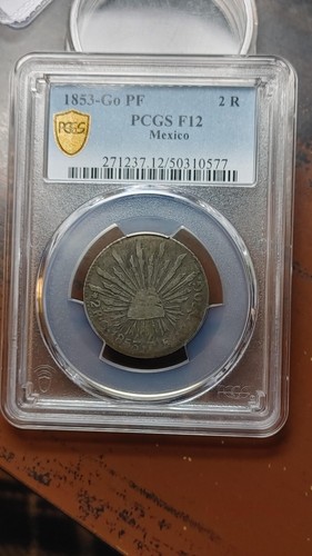 1853 Go PF Mexico Silver 2 Reales PCGS F12 Pop 2/1 Finer 4959