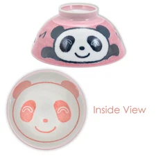 SET of 2 Japanese Children Rice Bowls 4.25"D Porcelain Pink Panda Made in Japan