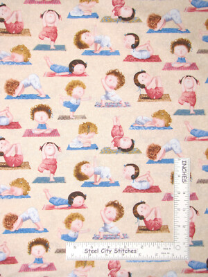 Path To Harmony Yoga Pose Fabric Cream Cotton 9301 Elizabeths Studio By Yard