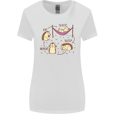 Funny Hedgehog Eat Sleep Repeat Lover Womens Wider Cut T-Shirt