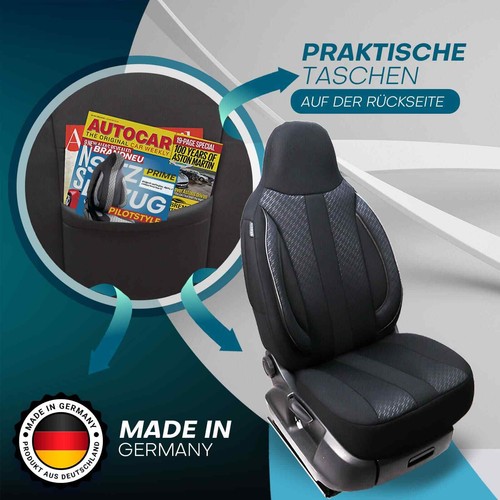 Fundas de asiento Pilot adecuadas para Audi A3 8V (en negro) | Asientos delanteros ZENO504 - Imagen 7 de 12
