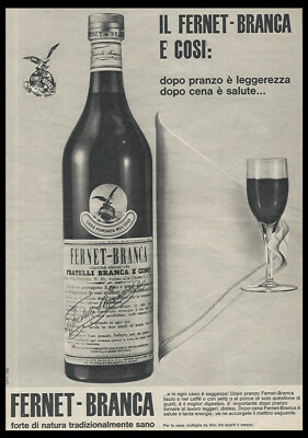 60er Jahre * Original Werbung ''Fernet Branca, After Lunch E' Leichtigkeit'' Ita