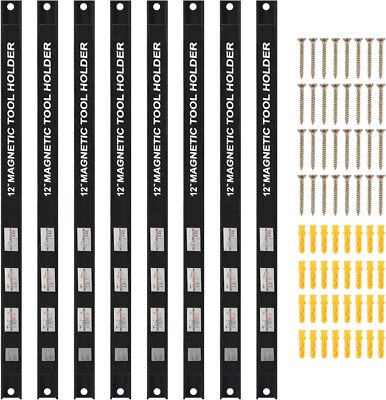 12'' Magnetic Tool Holder Strip 8Packs Metal Magnet Tool Organizer Bar for Garage