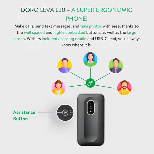 Doro Leva L20 4G Flip Big Button 128MB SIM-Free Mobile Phone - Black/White A - Picture 4 of 9