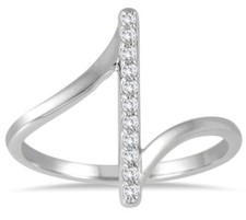 ESTATE .13CT DIAMOND 14KT WHITE GOLD 3D CLASSIC BAR CRISS CROSS LOVE RING