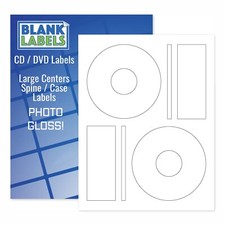 200 GLOSSY Laser Labels - Fits Memorex Large Core - 100 Sheets CD / DVD Gloss