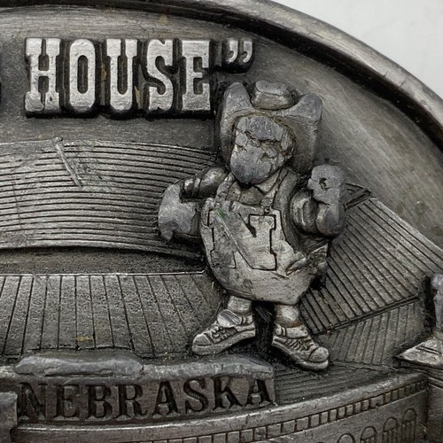 Nebraska Cornhuskers Our House stadium belt buckle 1980s Pewter silver tone - Picture 2 of 7