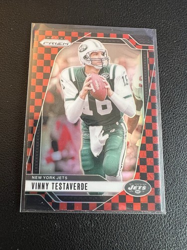 2024 Prizm Vinny Testaverde Red and Black Checkerboard SSP Prizm Jets Case Hit
