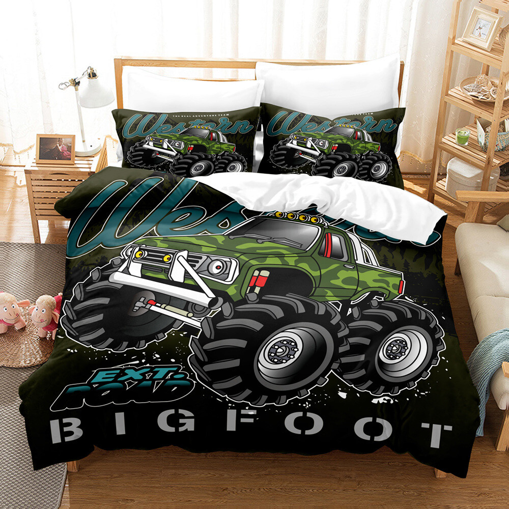 3D Monster Truck Bettwäsche 135x200 200x200cm Kinder Bettbezug Set