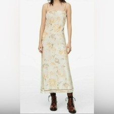 Zara SS2020 Collection Limited Edition Cream Floral Seq Maxi Dress US M