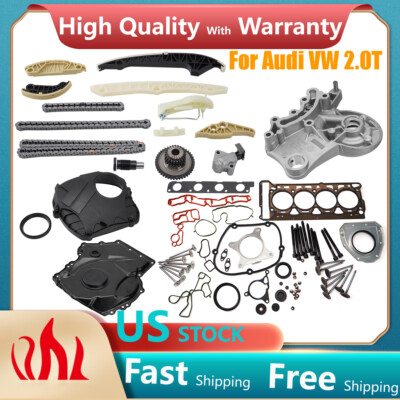Timing Chain & Cover + Head Gasket +Bolts Set For VW TT Tiguan Audi A4 A6 2.0TSI