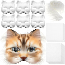 DIY Therian Mask Kit Blank Cat Mask with Felt Fabric Sheet Plush Faux Fur Eye Me