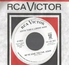 JUSTIN TUBB & LORENE MANN Together But Still Alone 45 RECORD NEAR MINT DJ STOCK