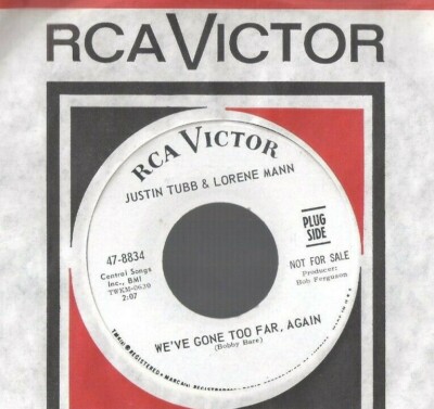 JUSTIN TUBB & LORENE MANN Together But Still Alone 45 RECORD NEAR MINT DJ STOCK