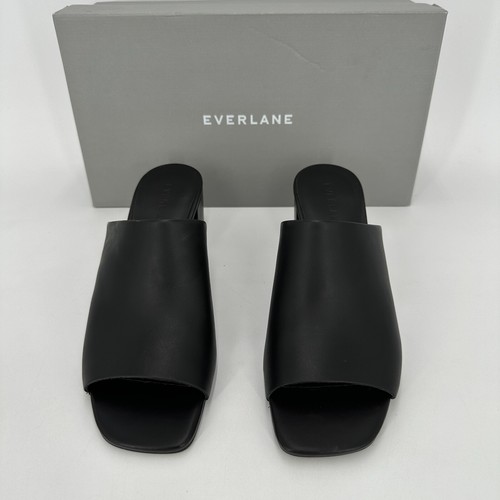 Everlane The Leather Mule Sandal in Black size 5.5 Women's Slip-on 2" Block Heel - Picture 5 of 6