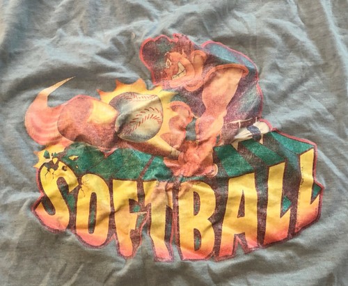 Vintage 80s Softball Sports Funny Blue 1980s Tank Top tee t-shirt Size Small - Picture 3 of 4