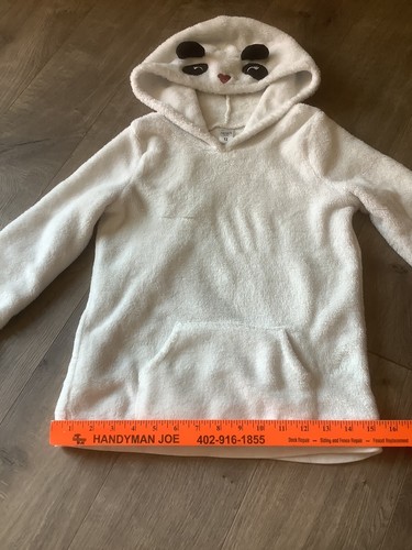 Carter’s Fleece Hooded White Sweatshirt Size 12 Youth Girls VGUC Cozy Heart Bear - Picture 10 of 12